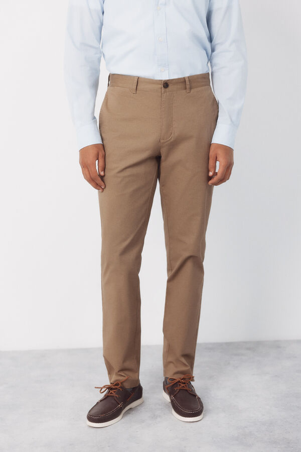 Cortefiel Pantal&oacute;n chino microprint regular Beige