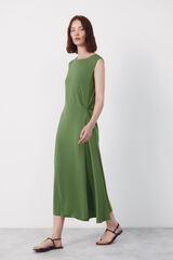 Cortefiel Vestido con nudo lateral Verde