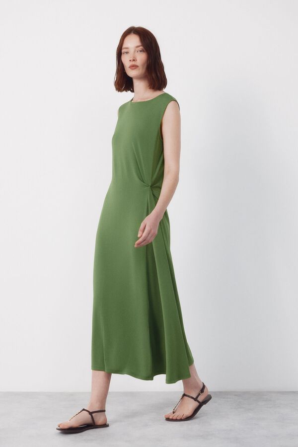 Cortefiel Vestido con nudo lateral Verde