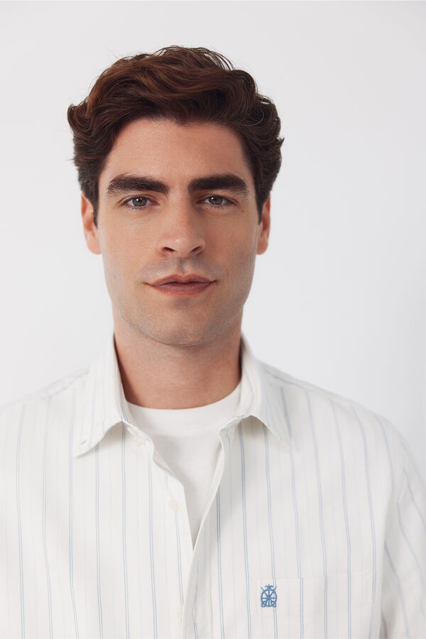 Cortefiel Camisa oxford rayas Marfil