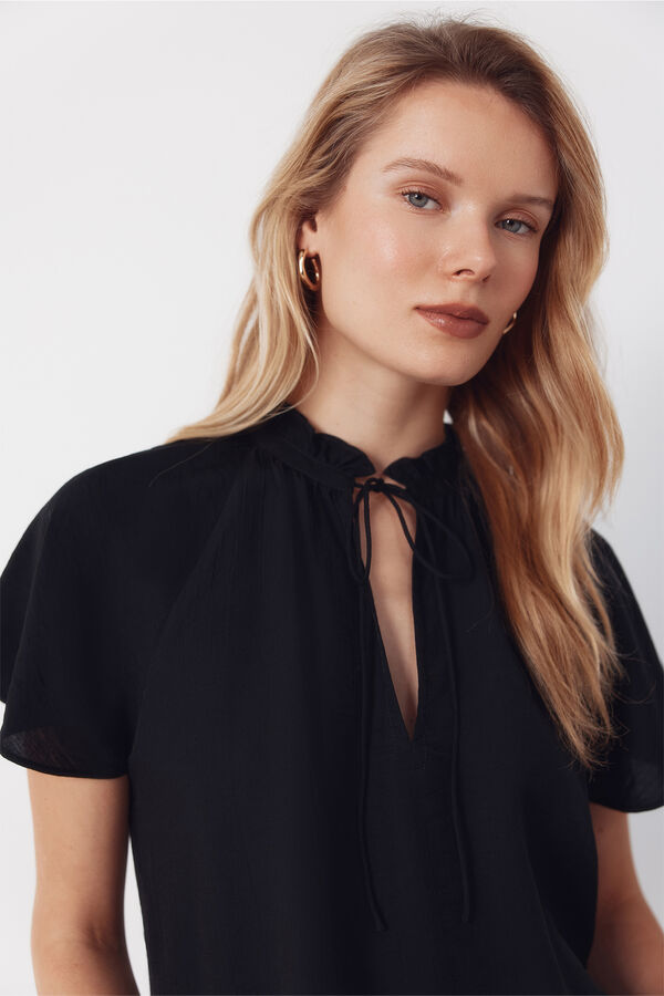 Cortefiel Blusa manga rangl&aacute;n Negro