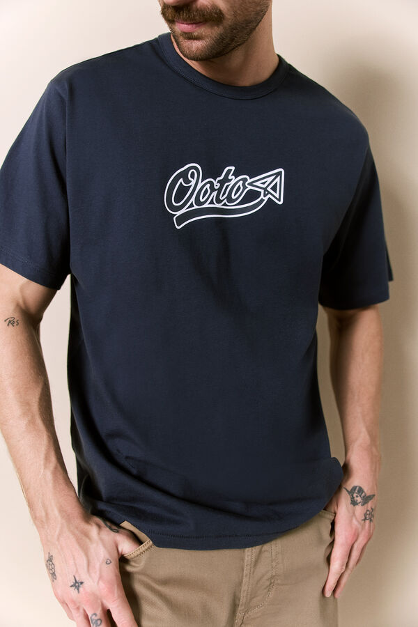 OOTO Camiseta lavada manga corta Azul