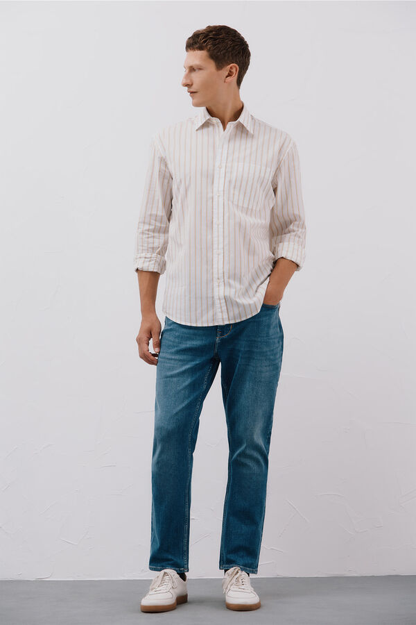 Cortefiel Camisa rayas popel&iacute;n Blanco