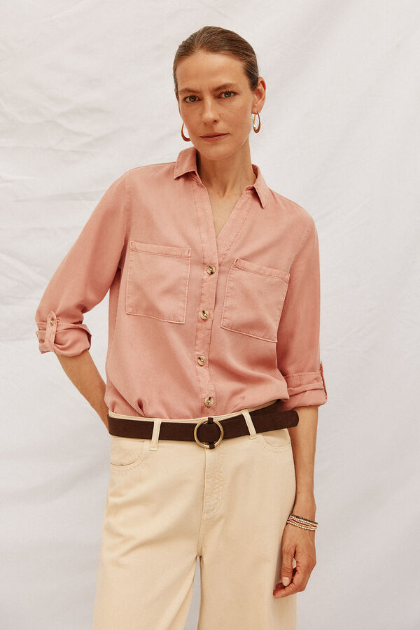 Cortefiel Camisa denim tencel Rosa