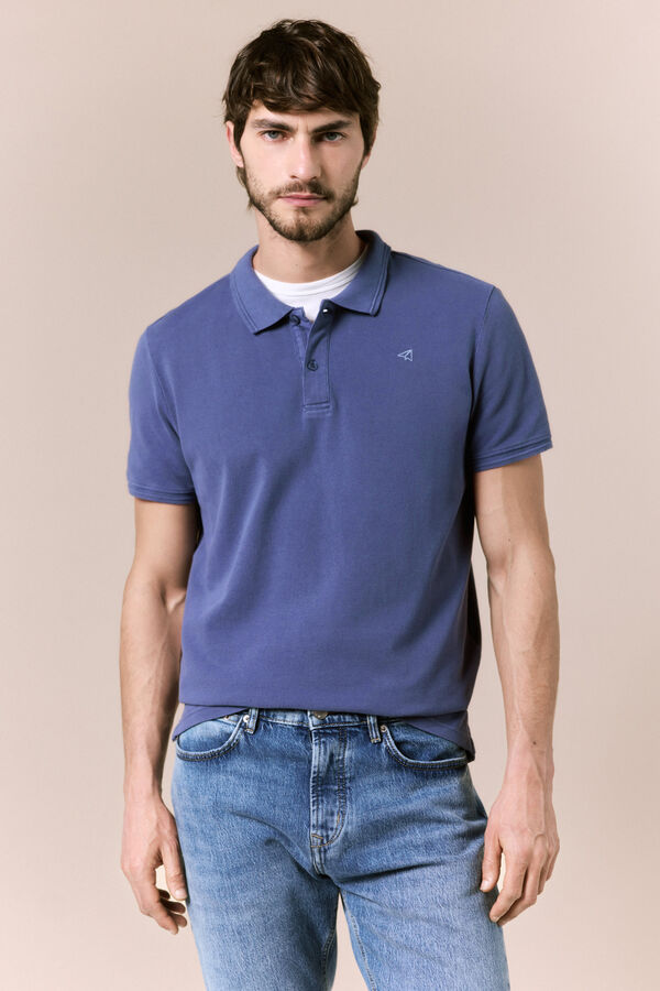 OOTO Polo b&aacute;sico piqu&eacute; lavado Azul