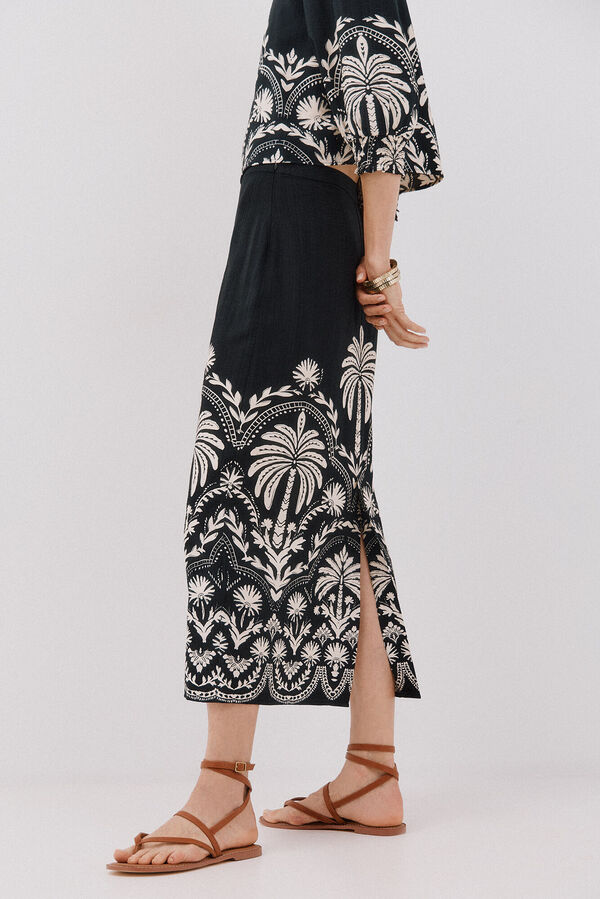 Cortefiel Falda recta estampada Estampado blanco