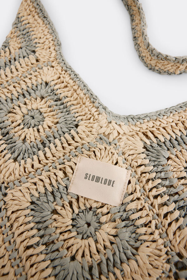Slowlove Bolso hobo crochet Estampado azul