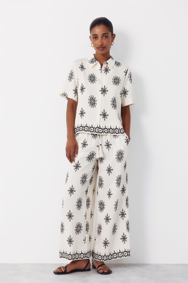 Cortefiel Pantal&oacute;n estampado Estampado blanco
