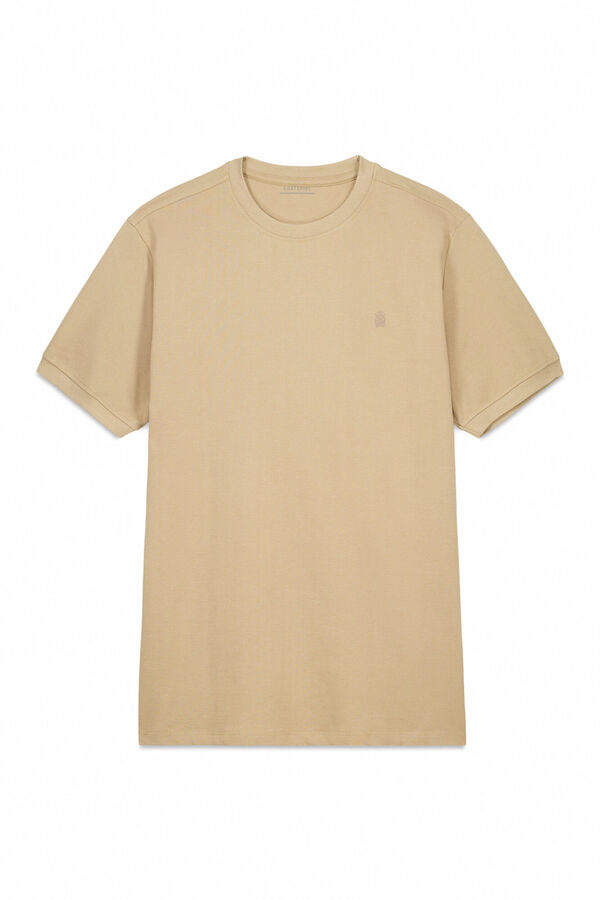 Cortefiel Playera b&aacute;sica piqu&eacute; Beige