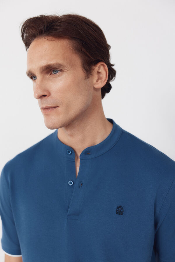 Cortefiel Polo cuello mao Azul