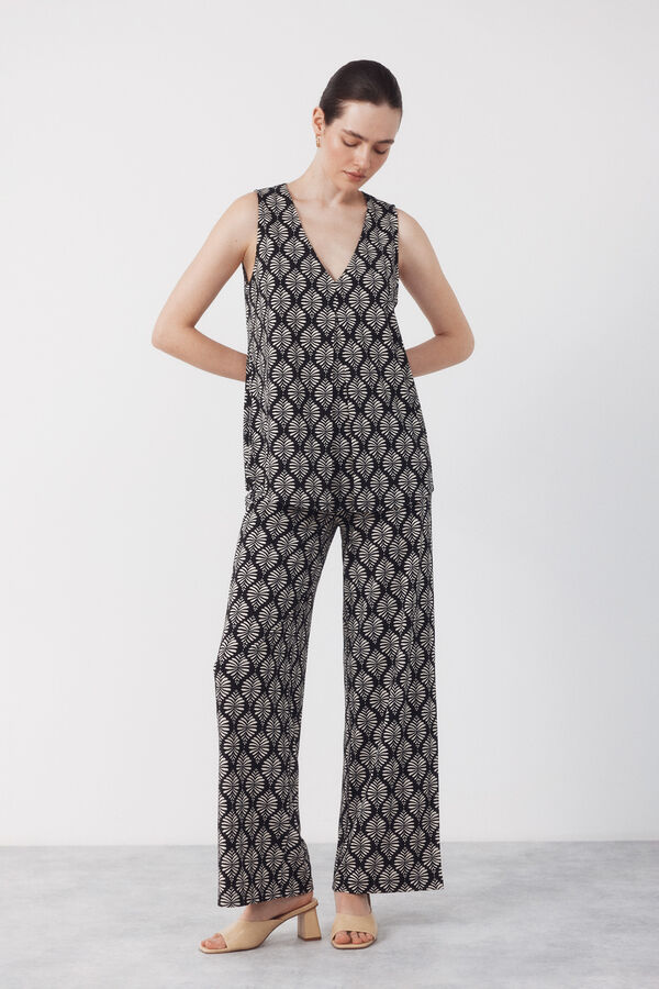 Cortefiel Top largo con pliegues Estampado gris