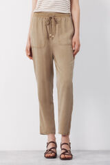 Cortefiel Pantalones fluidos de tencel Kaki