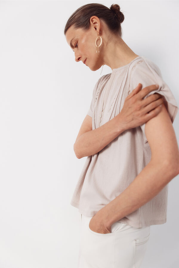 Cortefiel Playera de quillas Beige