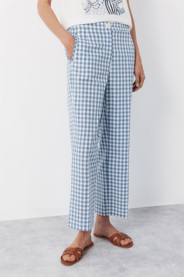 Cortefiel Pantal&oacute;n de estampado vichy Estampado azul