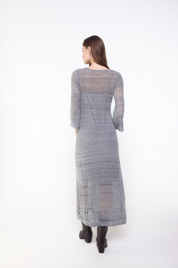Slowlove Vestido de punto calado Gris oscuro