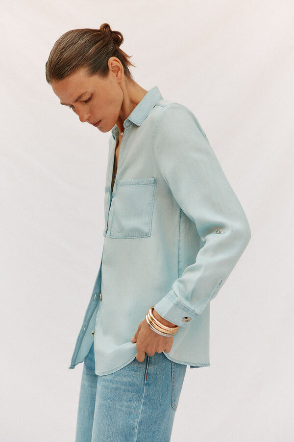 Cortefiel Camisa de mezclilla tencel Azul oscuro