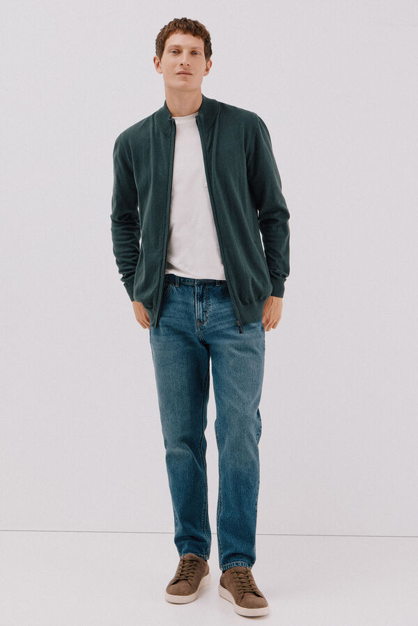 Cortefiel C&aacute;rdigan de algod&oacute;n con cashmere Verde oscuro