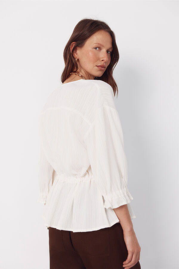 Cortefiel Blusa con cord&oacute;n Marfil