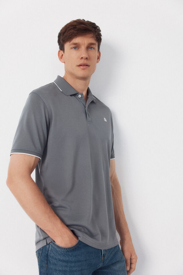 Cortefiel Polo COOLMAX&reg; cuello jacquard Gris