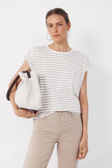 Cortefiel Playera b&aacute;sica con botones dorados Estampado beige