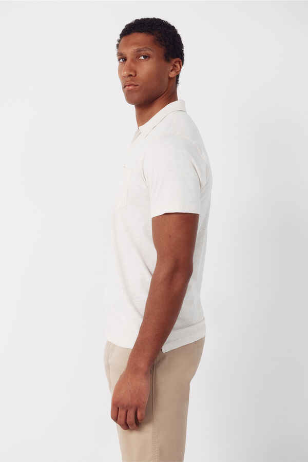 Cortefiel Polo liso slub Marfil