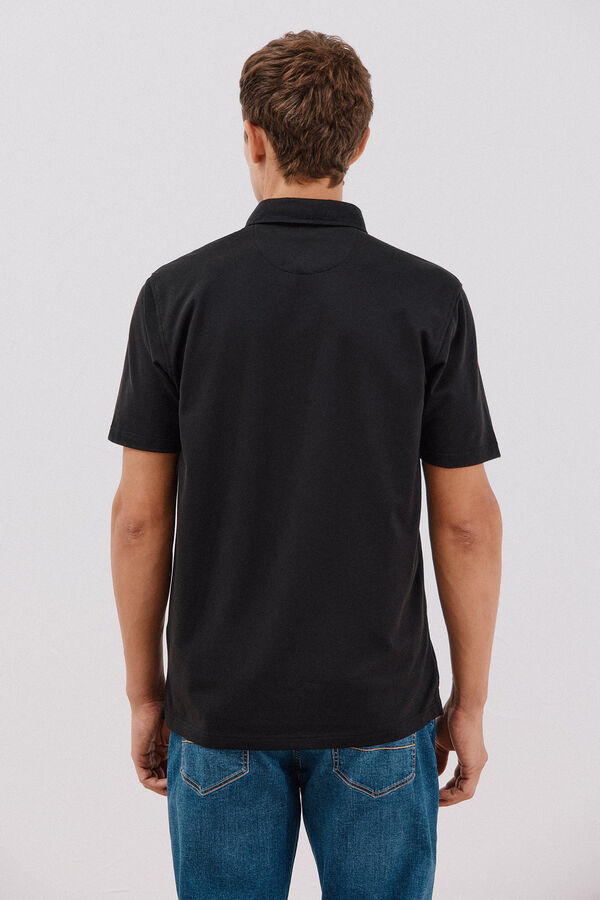 Cortefiel Polo liso de piqu&eacute; Negro