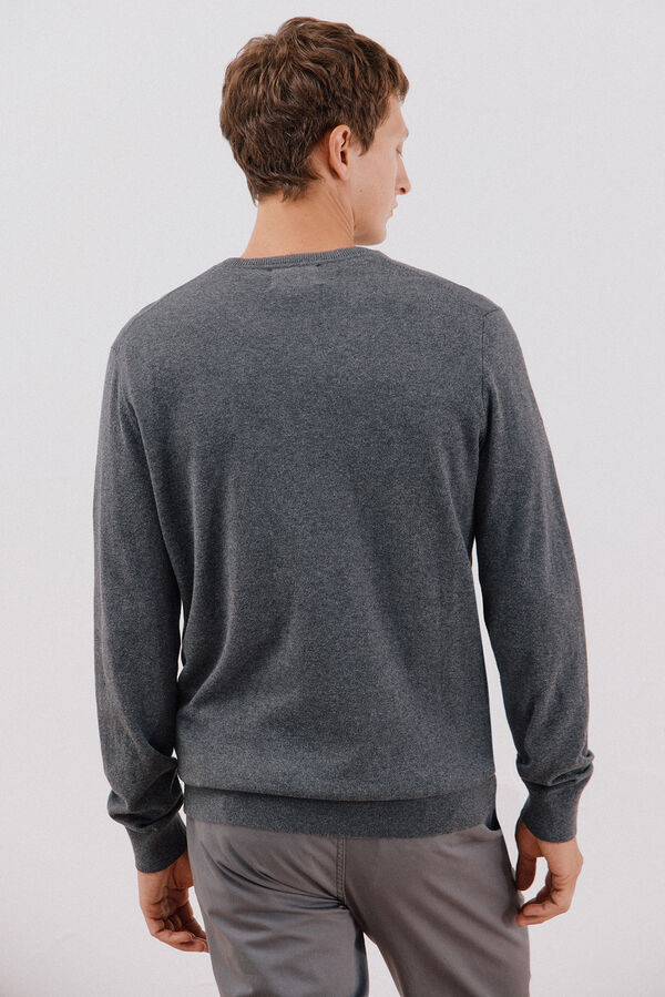 Cortefiel Su&eacute;ter algod&oacute;n cashmere cuello pico Gris