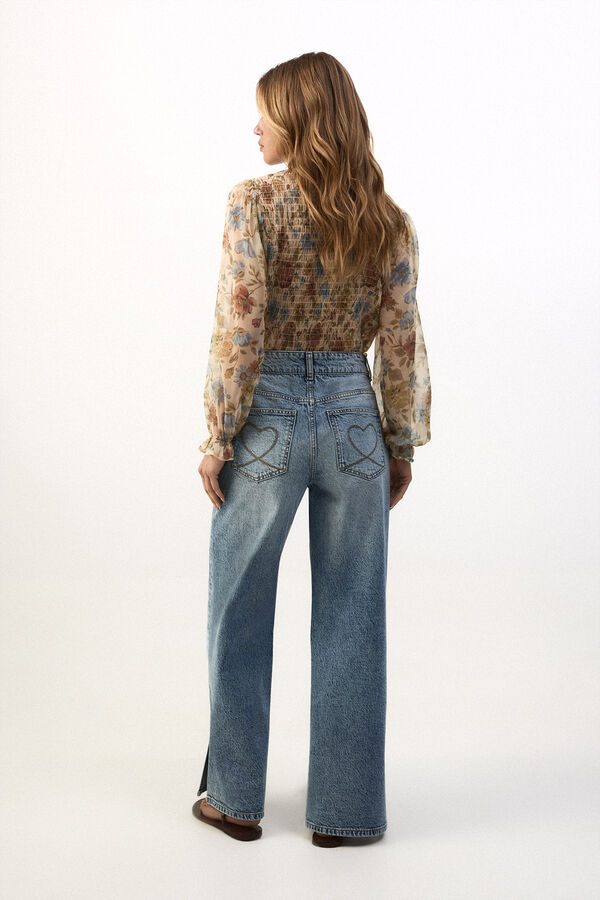 Slowlove Jeans con abertura en el dobladillo Azul