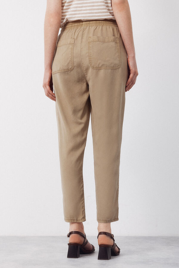 Cortefiel Pantalones fluidos de tencel Kaki