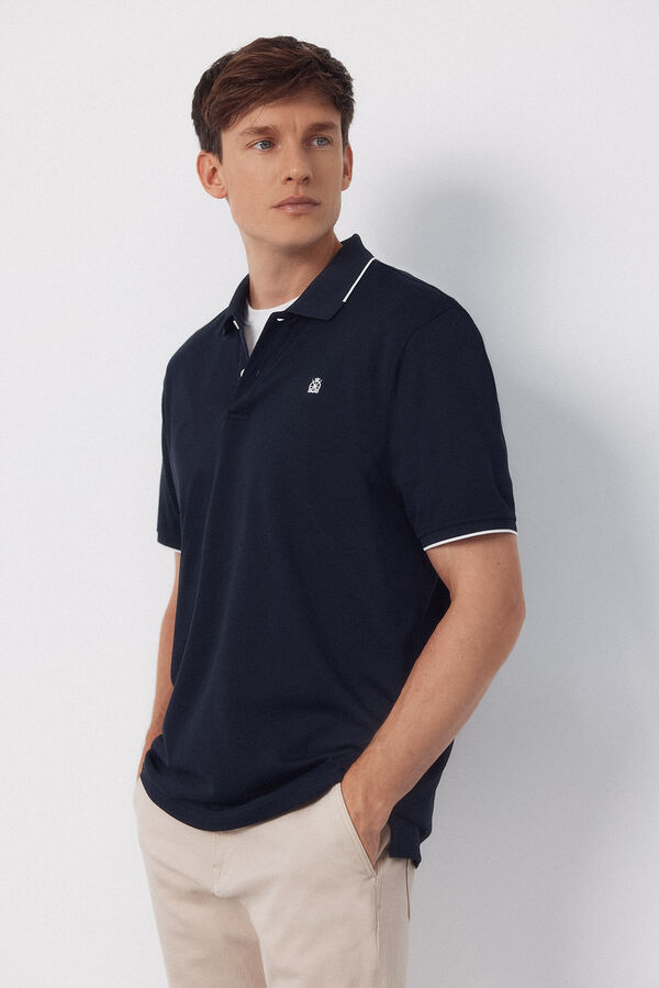 Cortefiel Polo COOLMAX&reg; cuello jacquard Azul marino