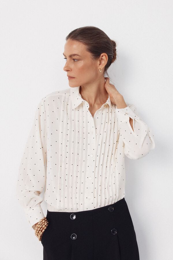 Cortefiel Camisa estampada de tablas Estampado blanco