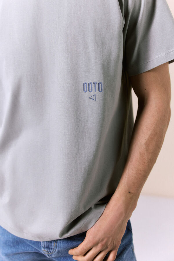 OOTO Camiseta lavada con logo Gris