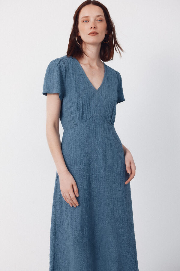 Cortefiel Vestido de estructura estampado Azul marino