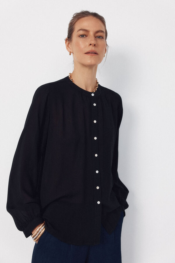 Cortefiel Blusa de cuello redondo Negro