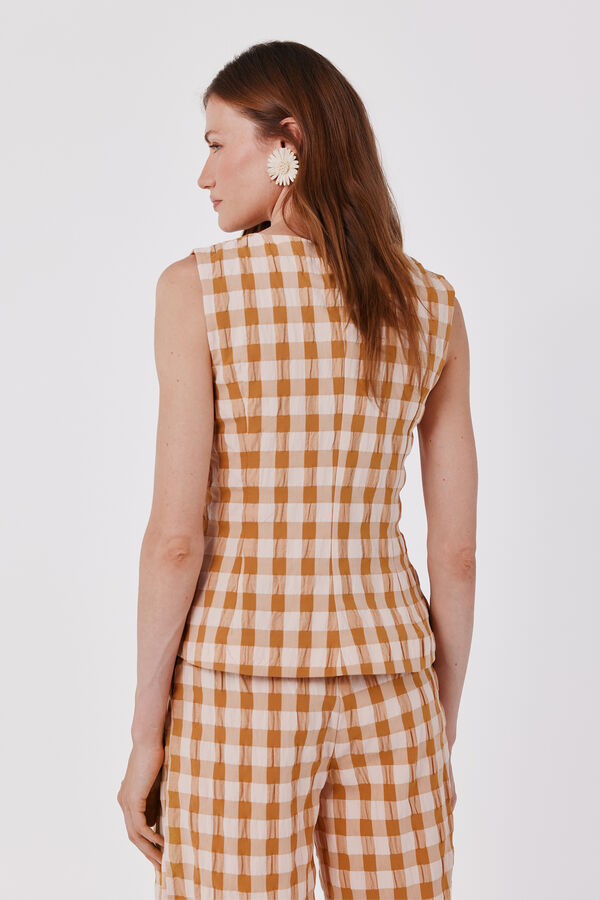 Cortefiel Top de cuadros vichy Estampado amarillo
