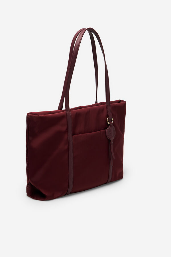 Cortefiel Bolsa shopper de nylon con logo gris Granate