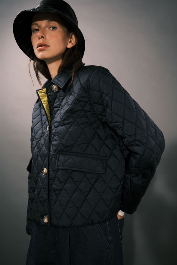 Cortefiel Anorak acolchado con botones Azul marino