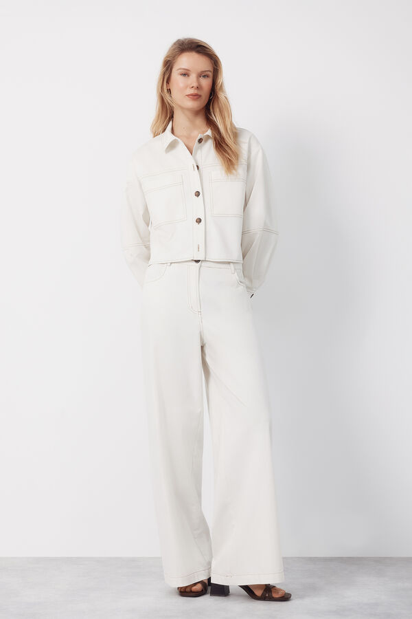 Cortefiel Jean palazzo suave Marfil