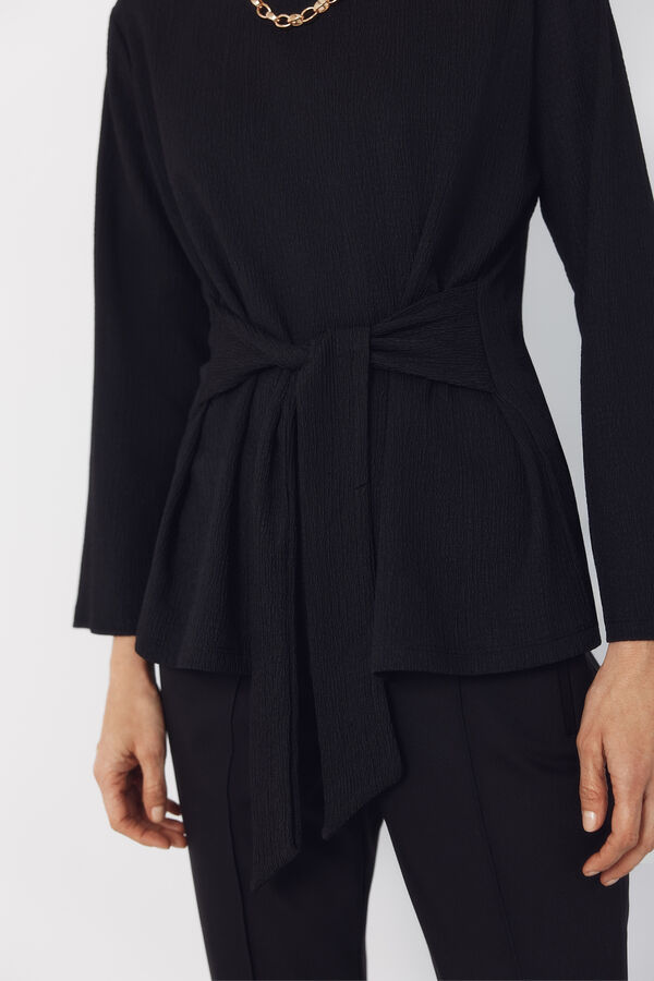 Cortefiel Top con nudo delantero Negro