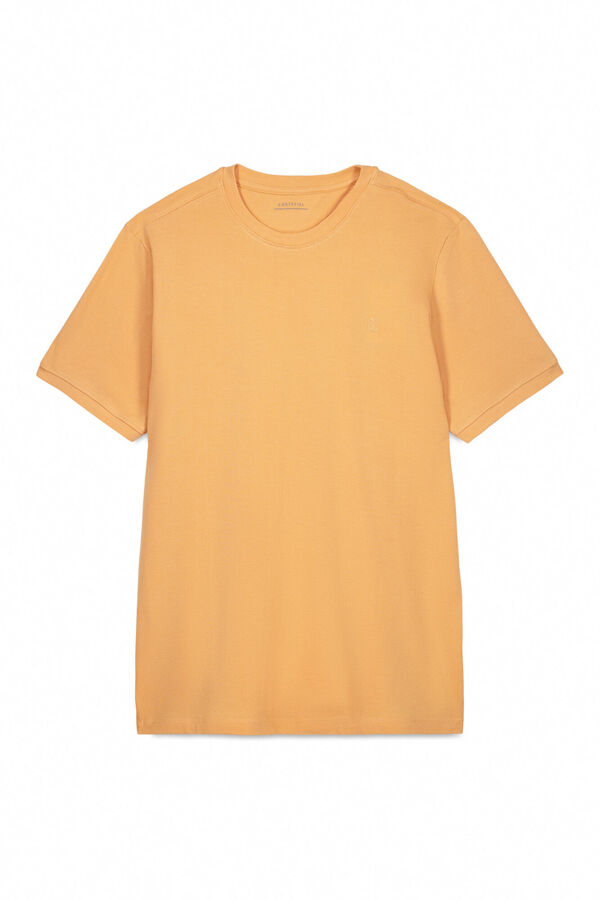 Cortefiel Playera b&aacute;sica piqu&eacute; Naranja