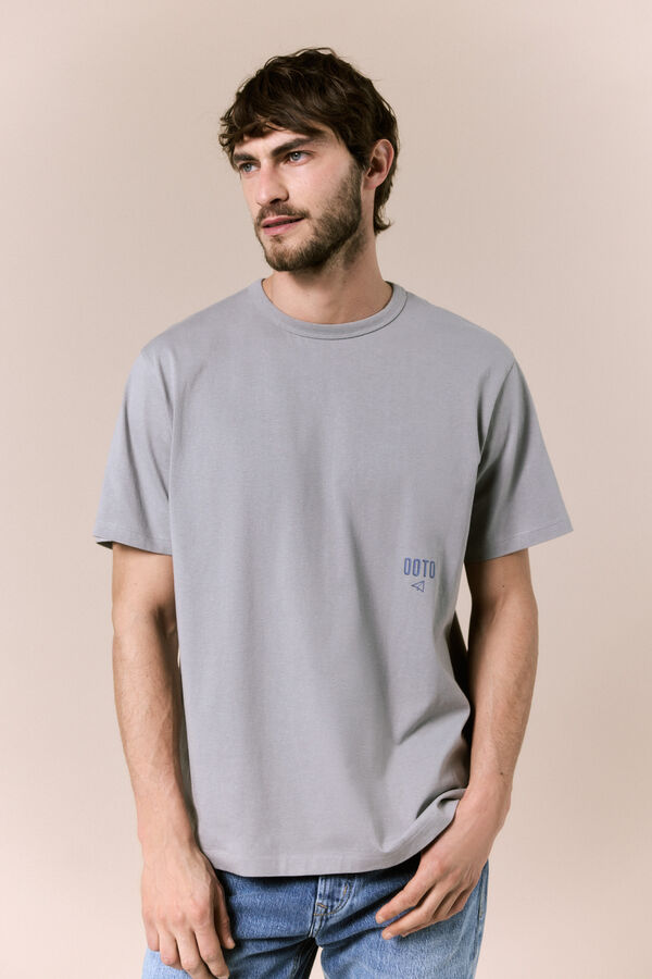 OOTO Camiseta lavada con logo Gris