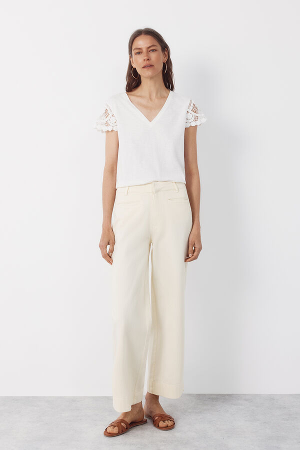 Cortefiel Pantalones con ribete Amarillo
