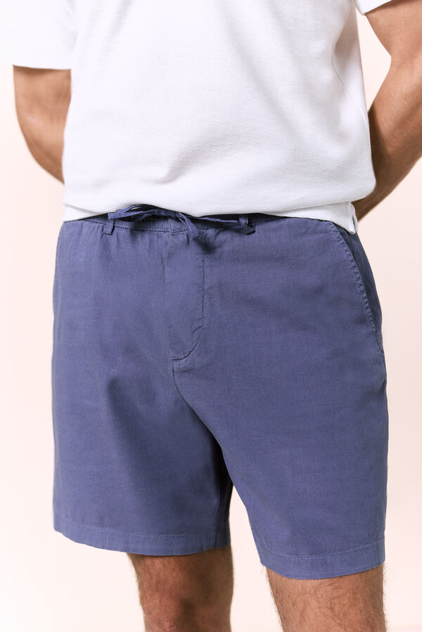 OOTO Bermuda de lino con cordones Azul