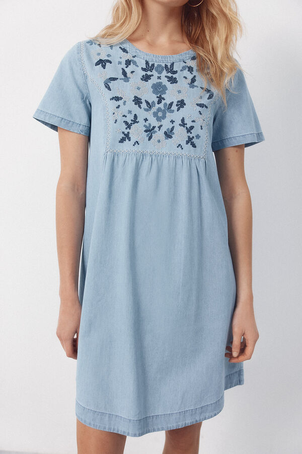 Cortefiel Vestido con bordados Azul oscuro