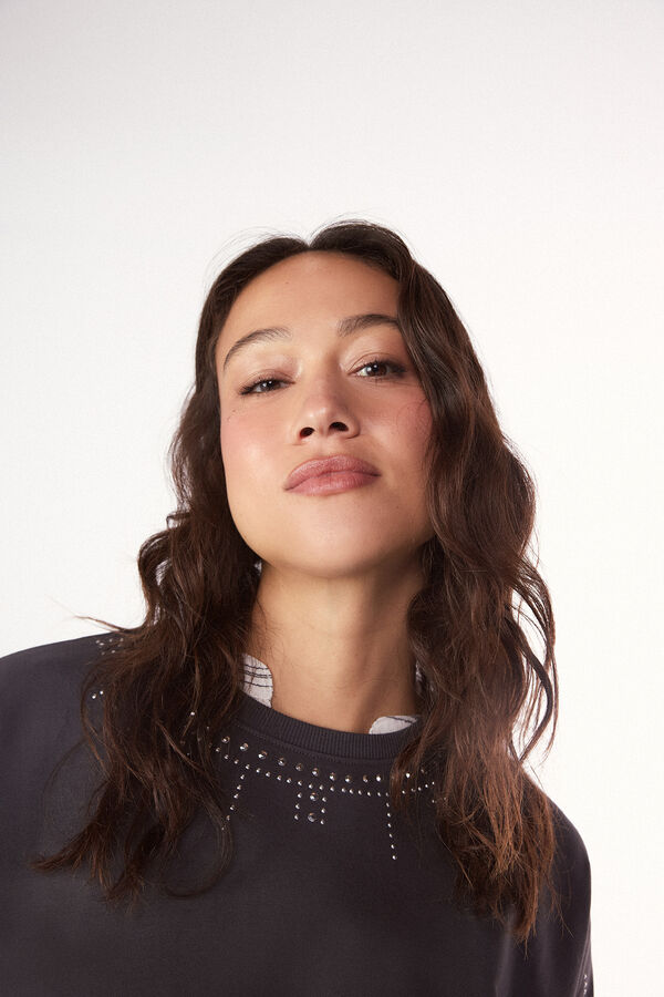 Slowlove Sudadera con tachas Gris