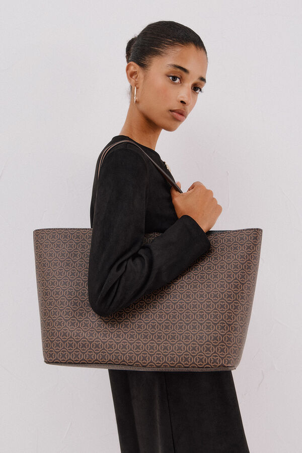 Cortefiel Bolsa shopper monogram Estampado marr&oacute;n