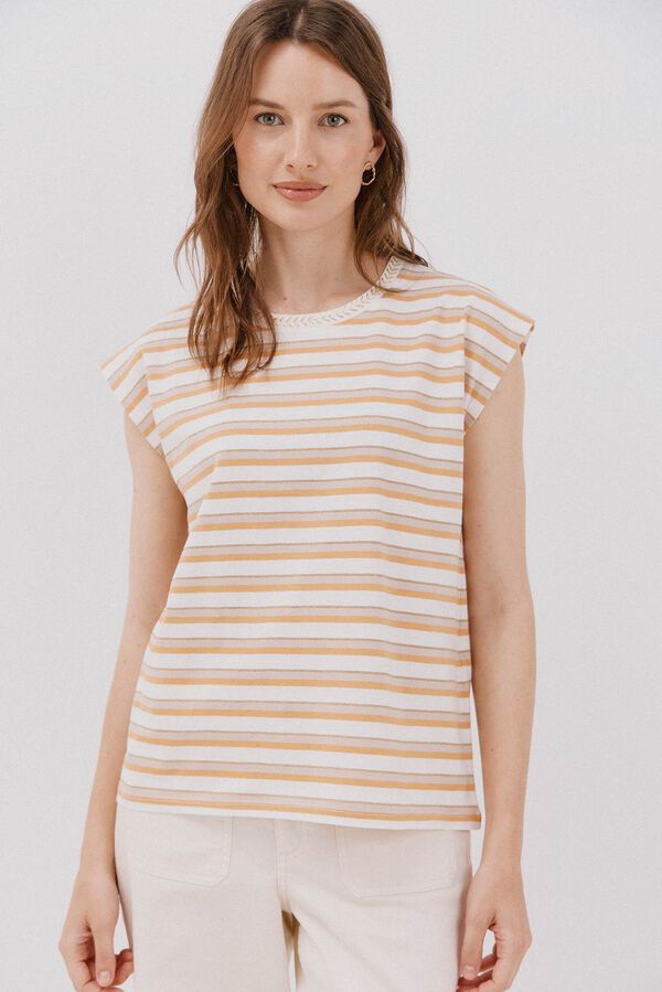 Cortefiel Playera escote pico Multicolor