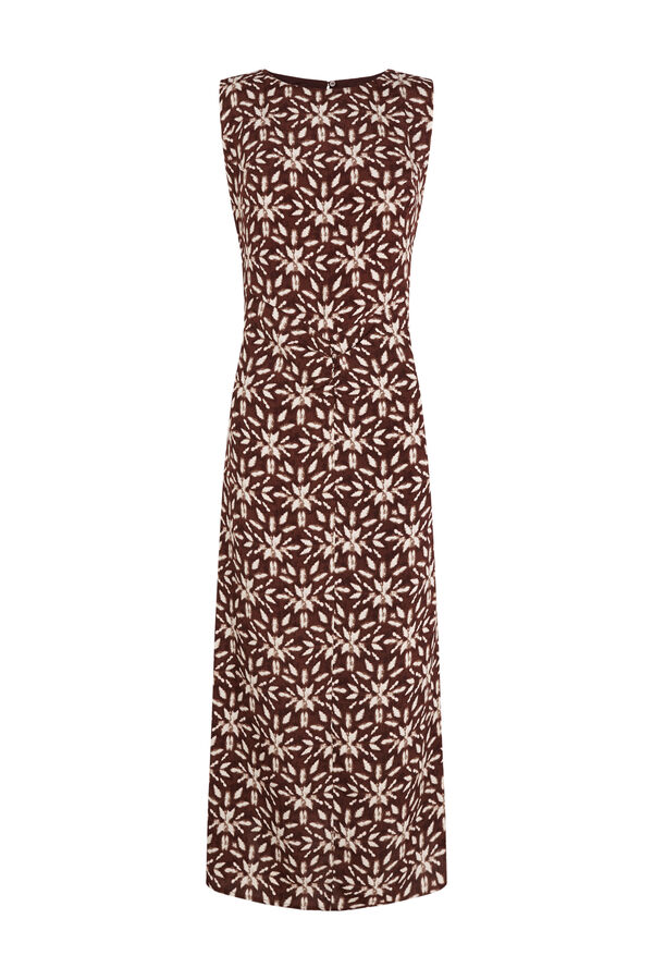 Slowlove Vestido estampado con frunce Estampado marr&oacute;n