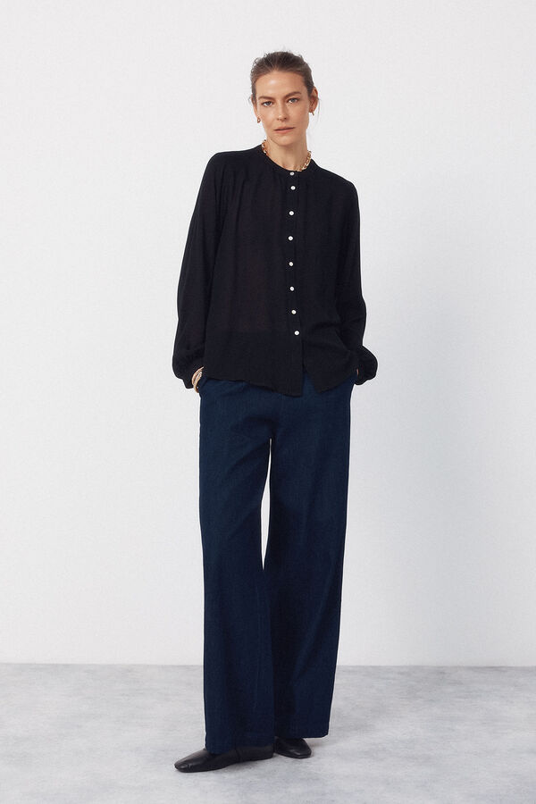 Cortefiel Blusa de cuello redondo Negro