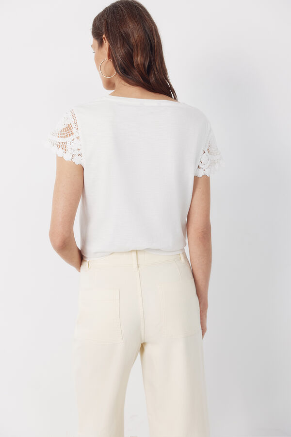 Cortefiel Playera manga crochet Blanco